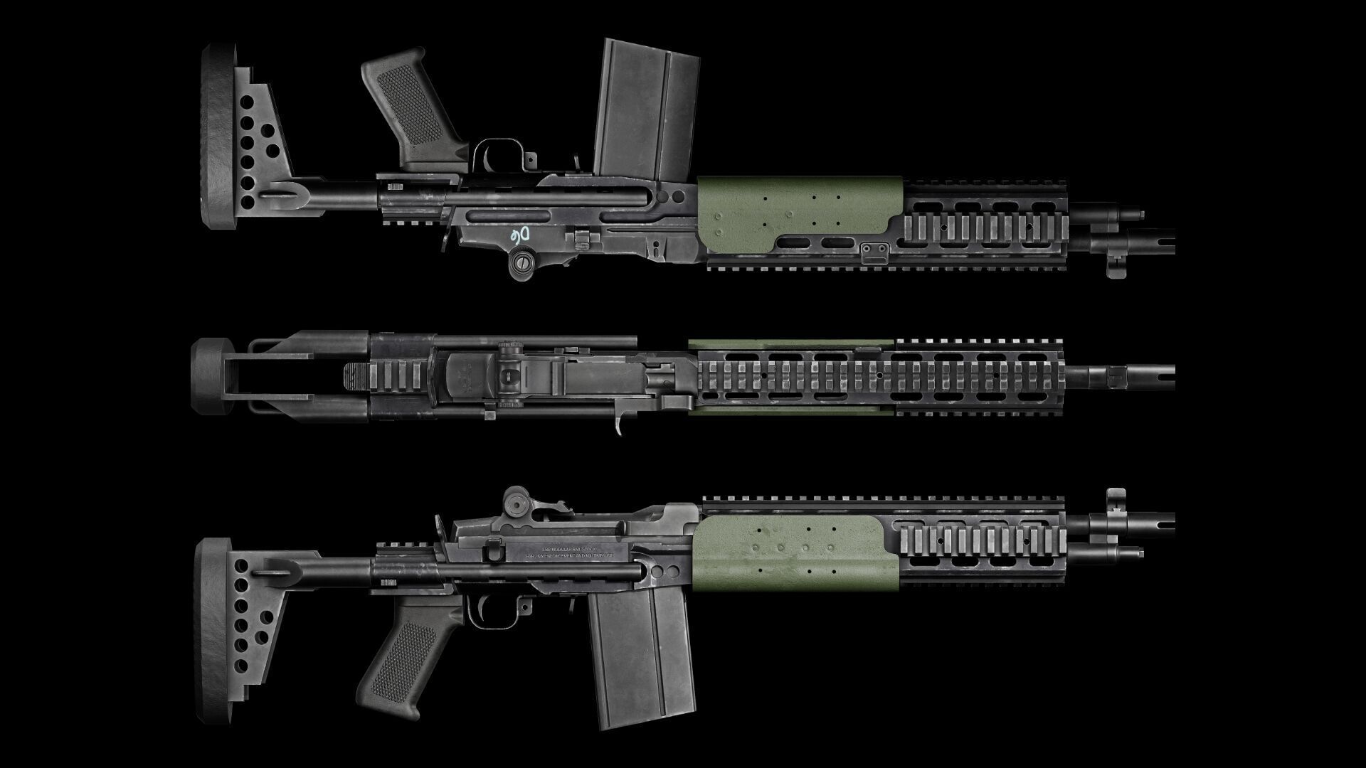 GAME READY M14 EBR RIFLE PBR RIGGED Low-poly 3D model_2