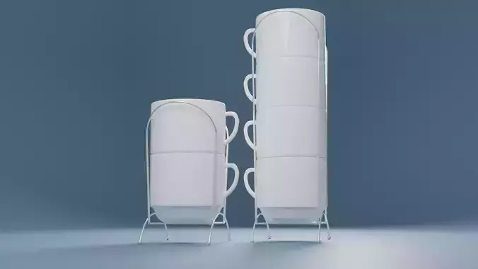  Ceramic Mug Collection with Stands