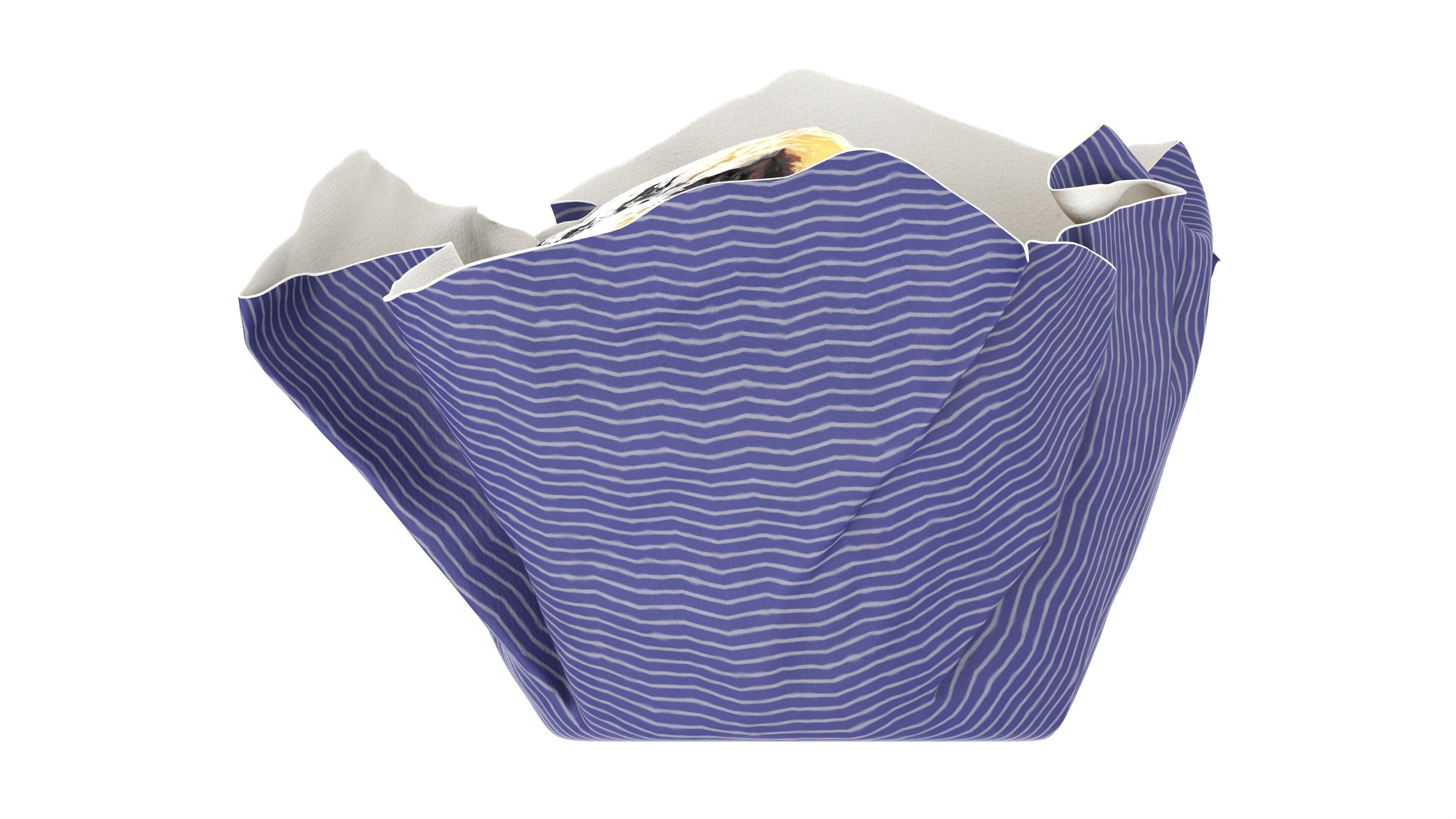 Wrapped blueberry muffin Low-poly 3D model_4