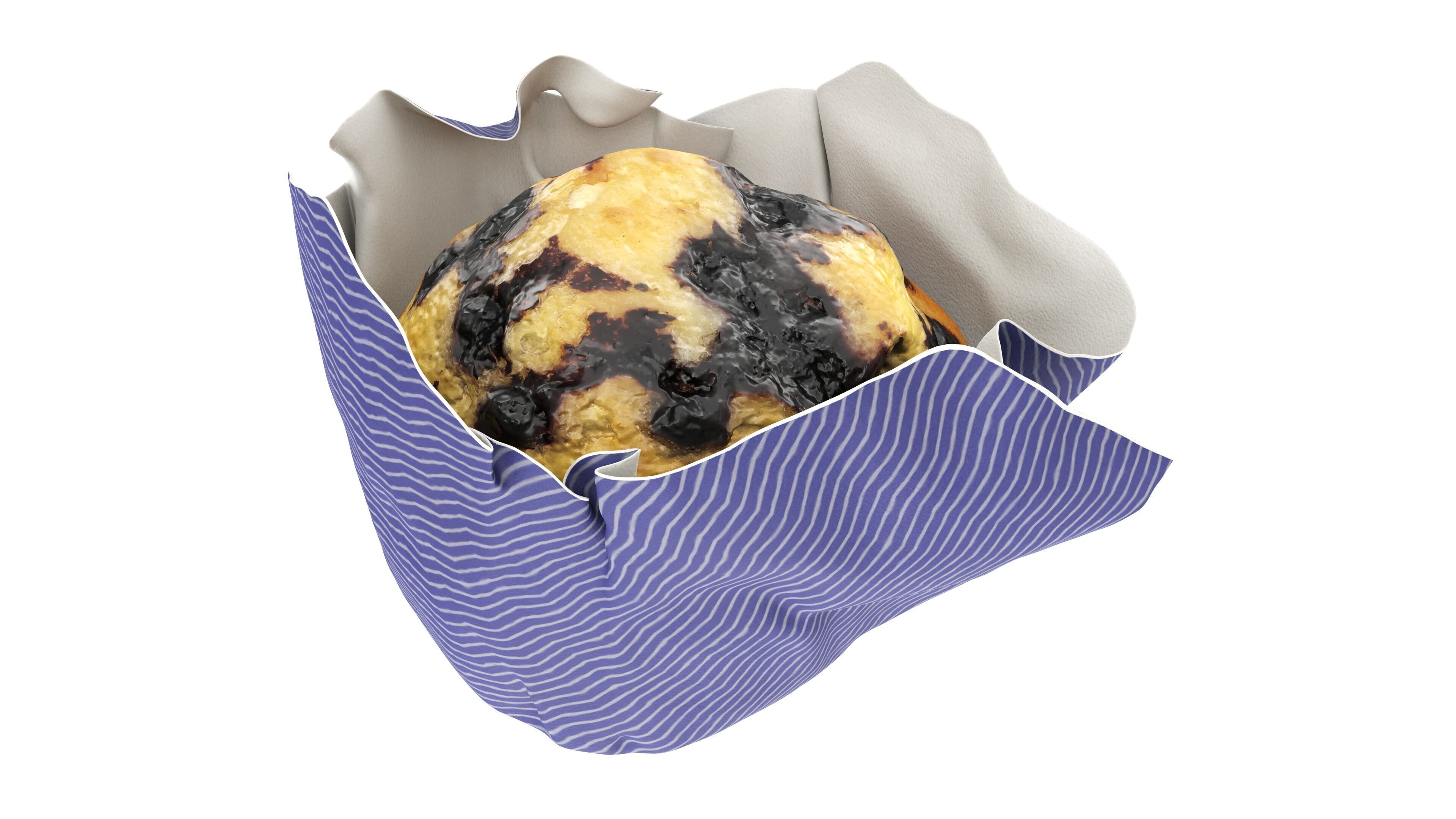Wrapped blueberry muffin Low-poly 3D model_2