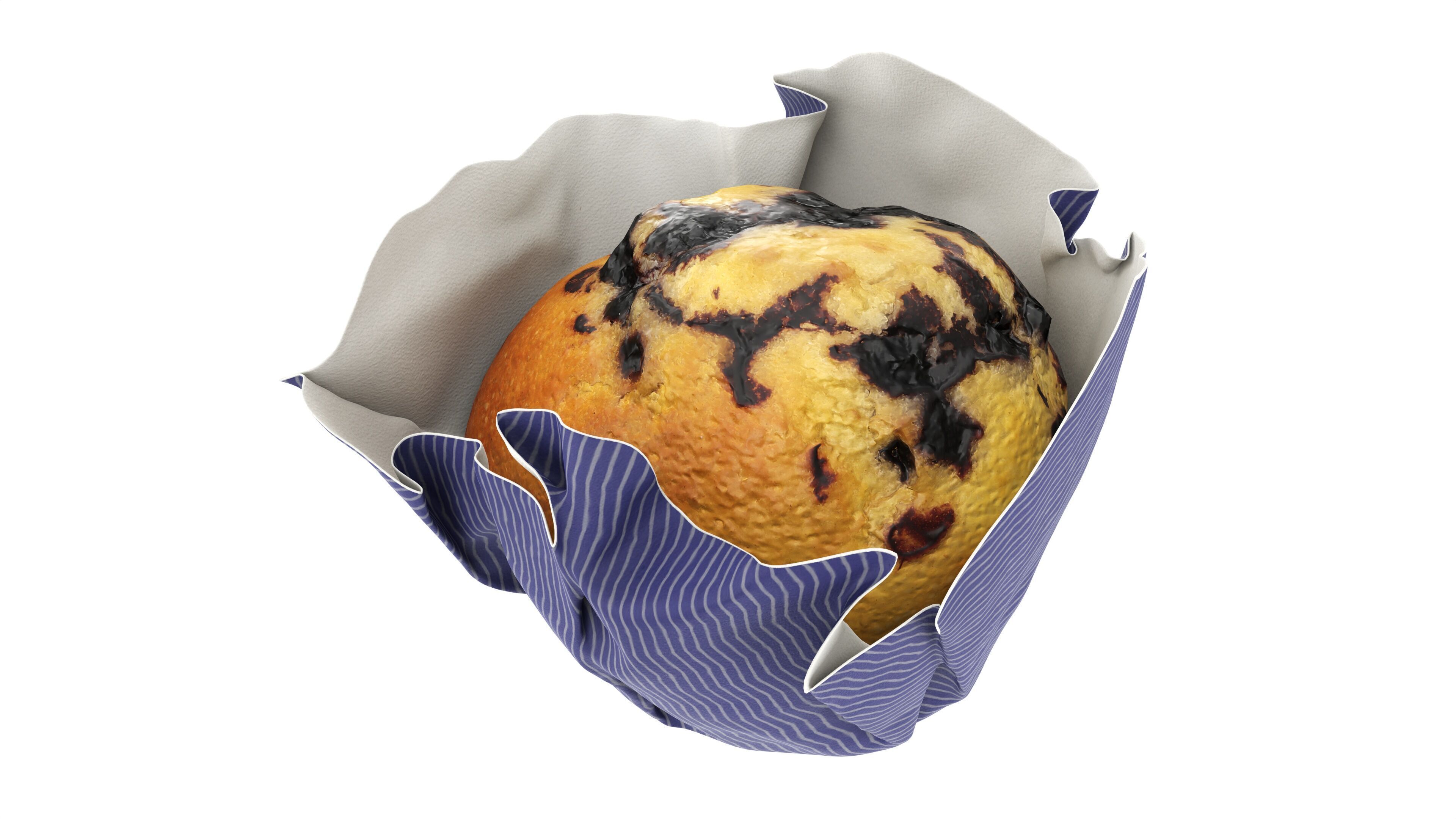 Wrapped blueberry muffin Low-poly 3D model_1
