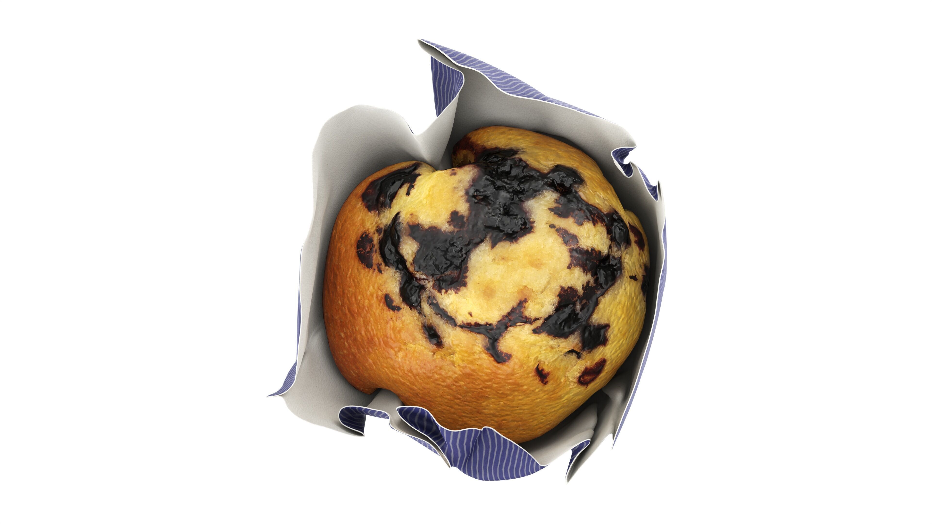 Wrapped blueberry muffin Low-poly 3D model_5