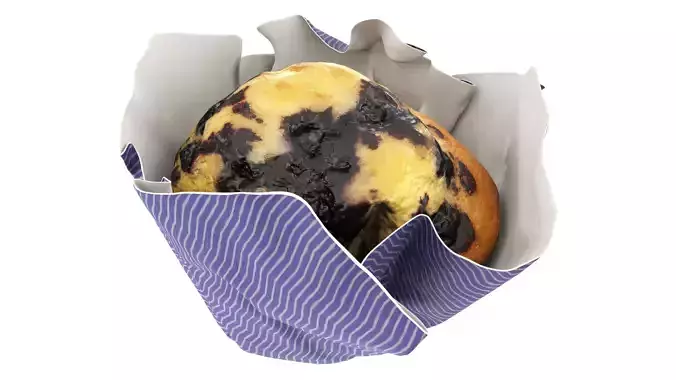 Wrapped blueberry muffin Low-poly 3D model