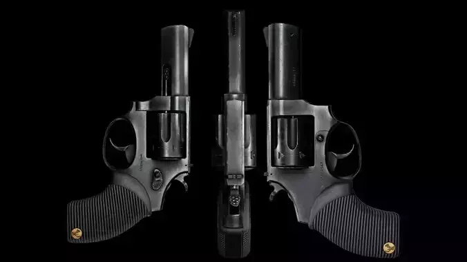 GAME READY TAURUS REVOLVER PBR RIGGED Low-poly 3D model