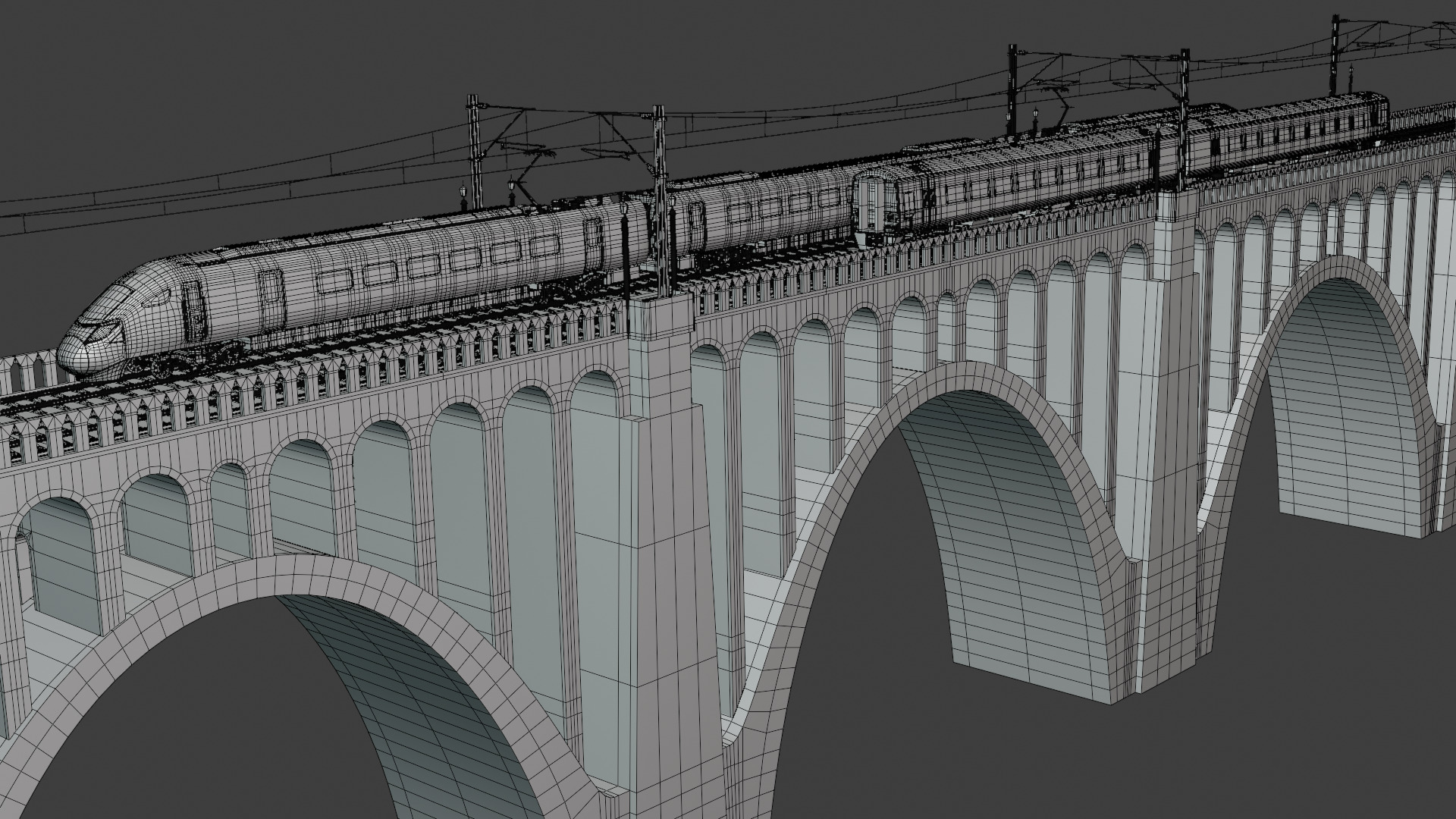 Viaduct with UK trains 3D model_8