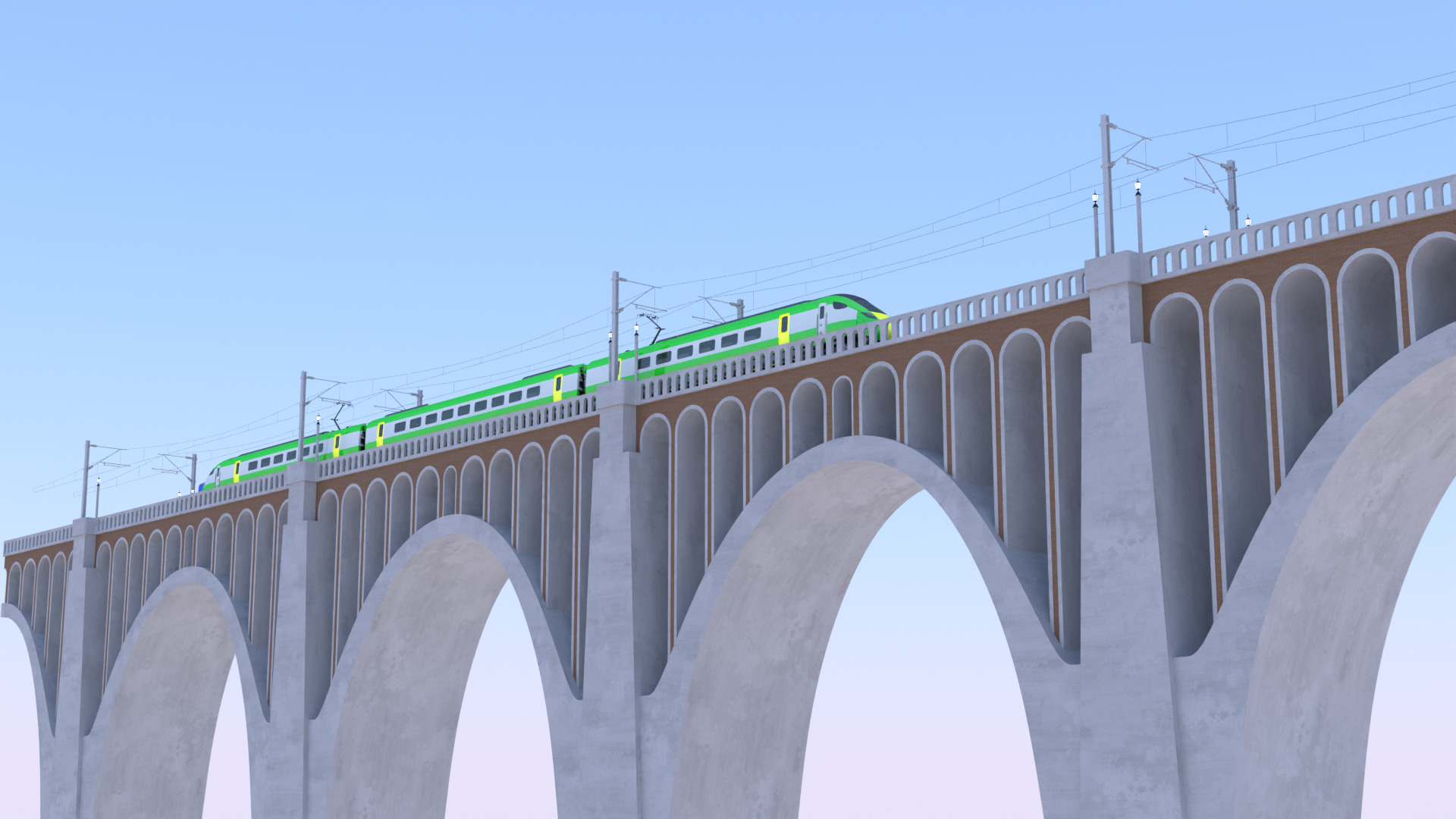 Viaduct with UK trains 3D model_9