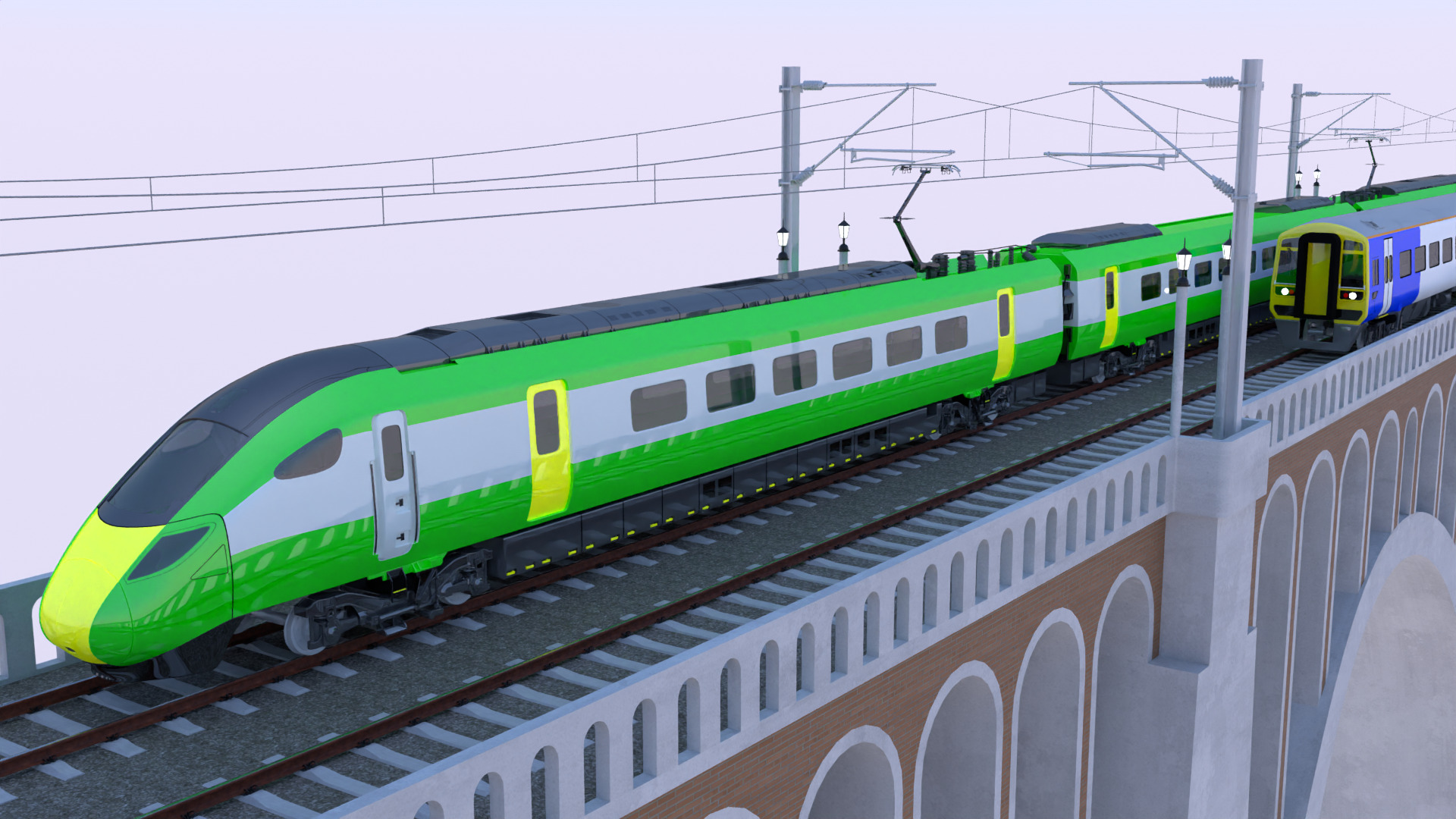 Viaduct with UK trains 3D model_10