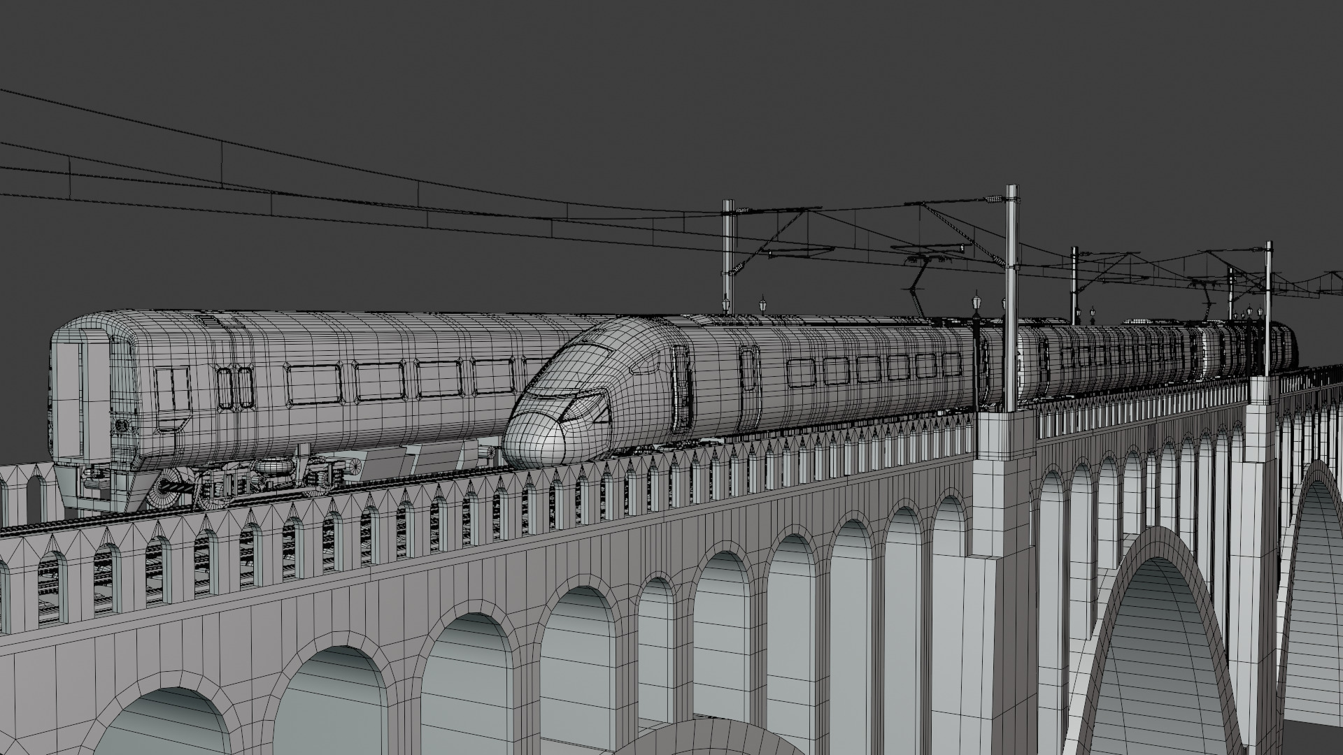 Viaduct with UK trains 3D model_2