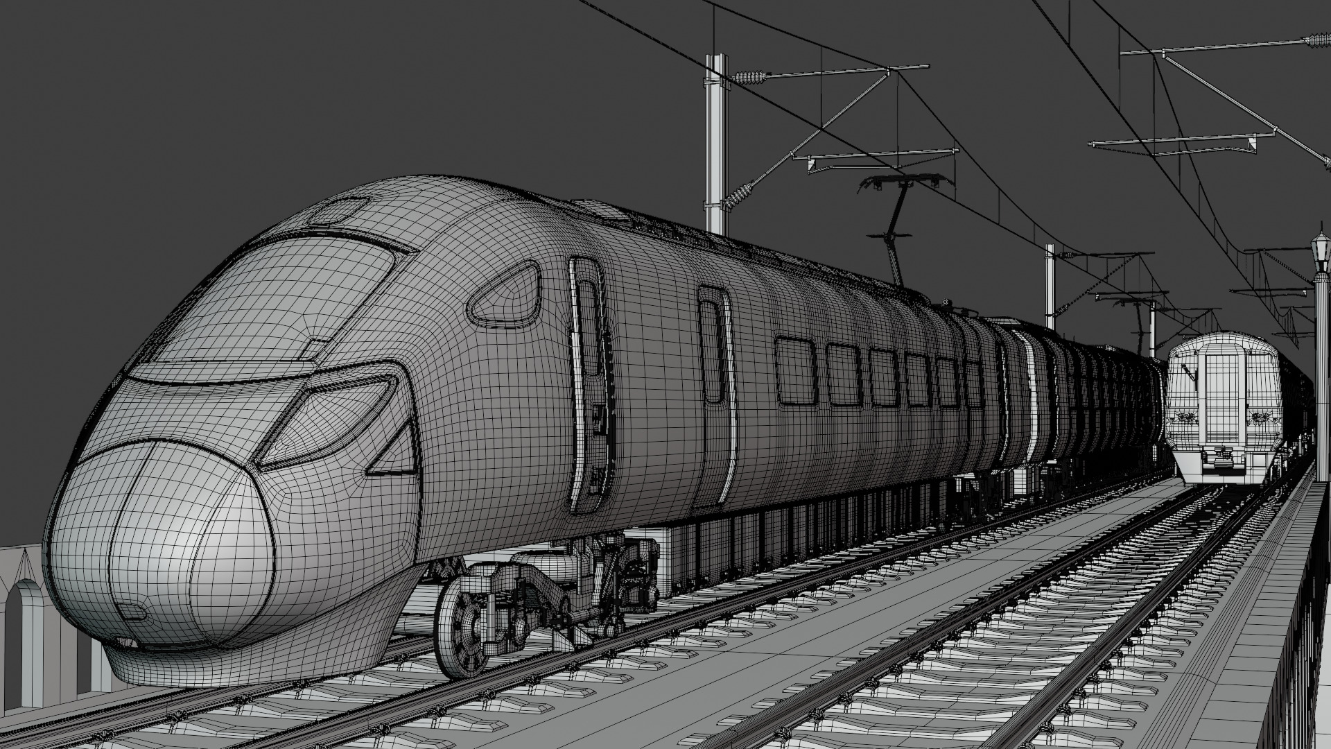 Viaduct with UK trains 3D model_6