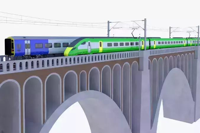 Viaduct with UK trains