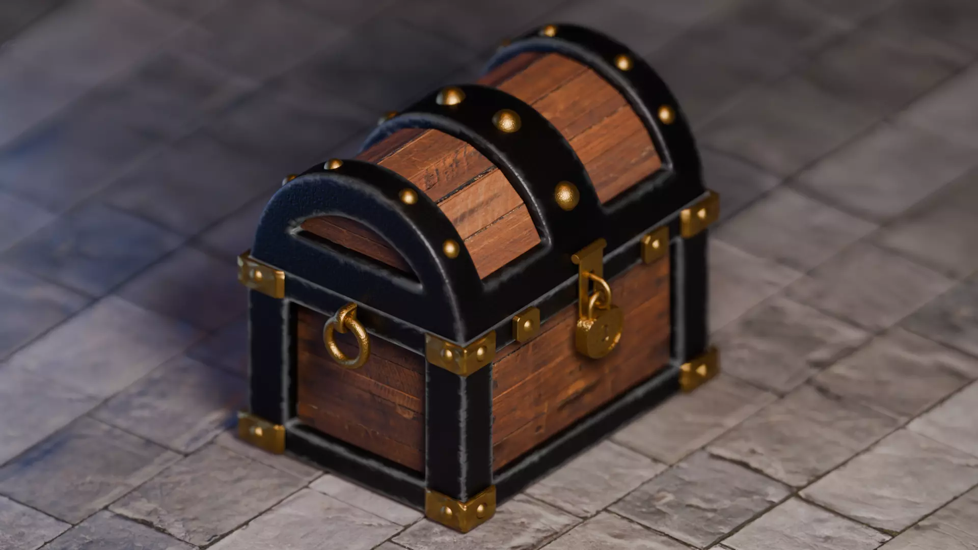 Stylized Treasure Chest  Game Ready 3D Asset Low-poly 3D model_0