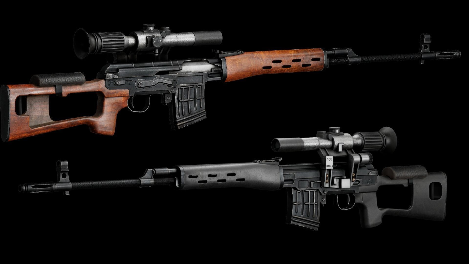 GAME READY DRAGUNOV SVD RIFLE PBR RIGGED Low-poly 3D model_1