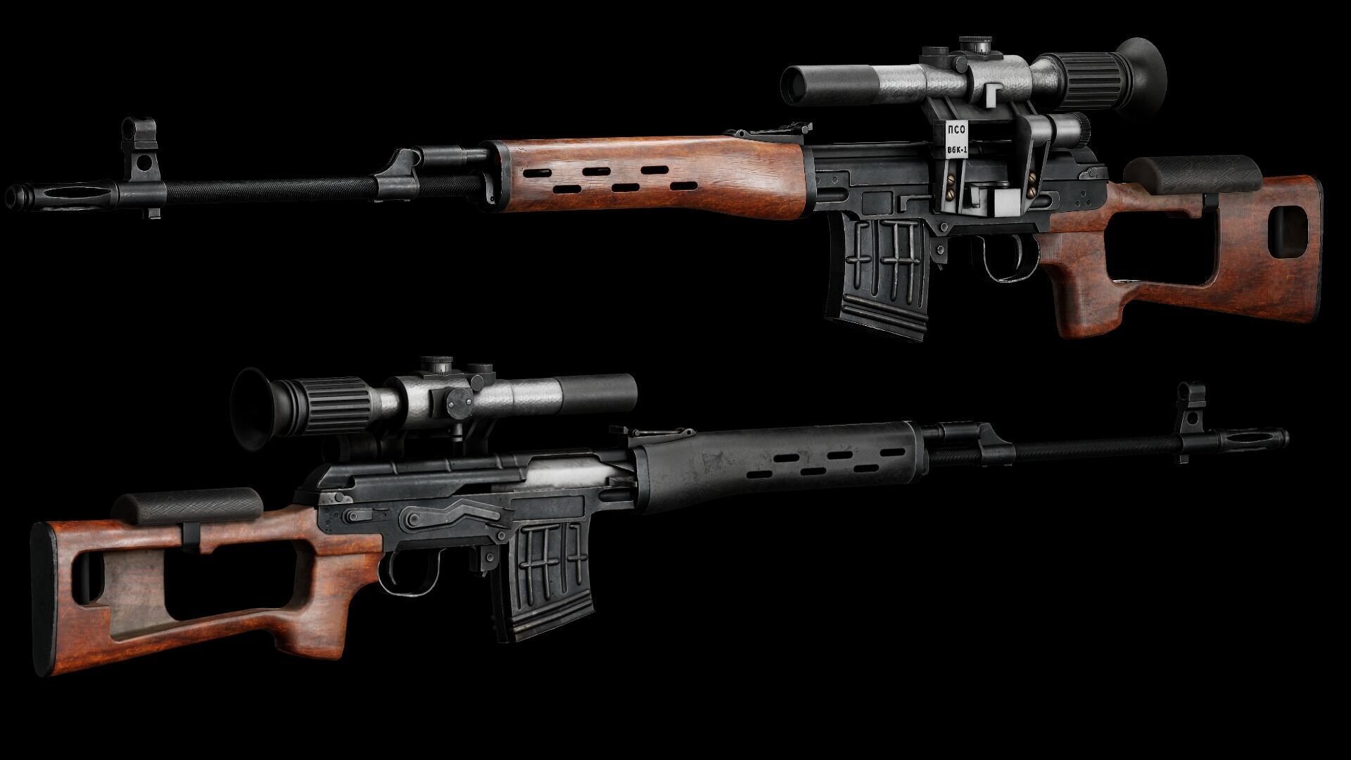 GAME READY DRAGUNOV SVD RIFLE PBR RIGGED Low-poly 3D model_3