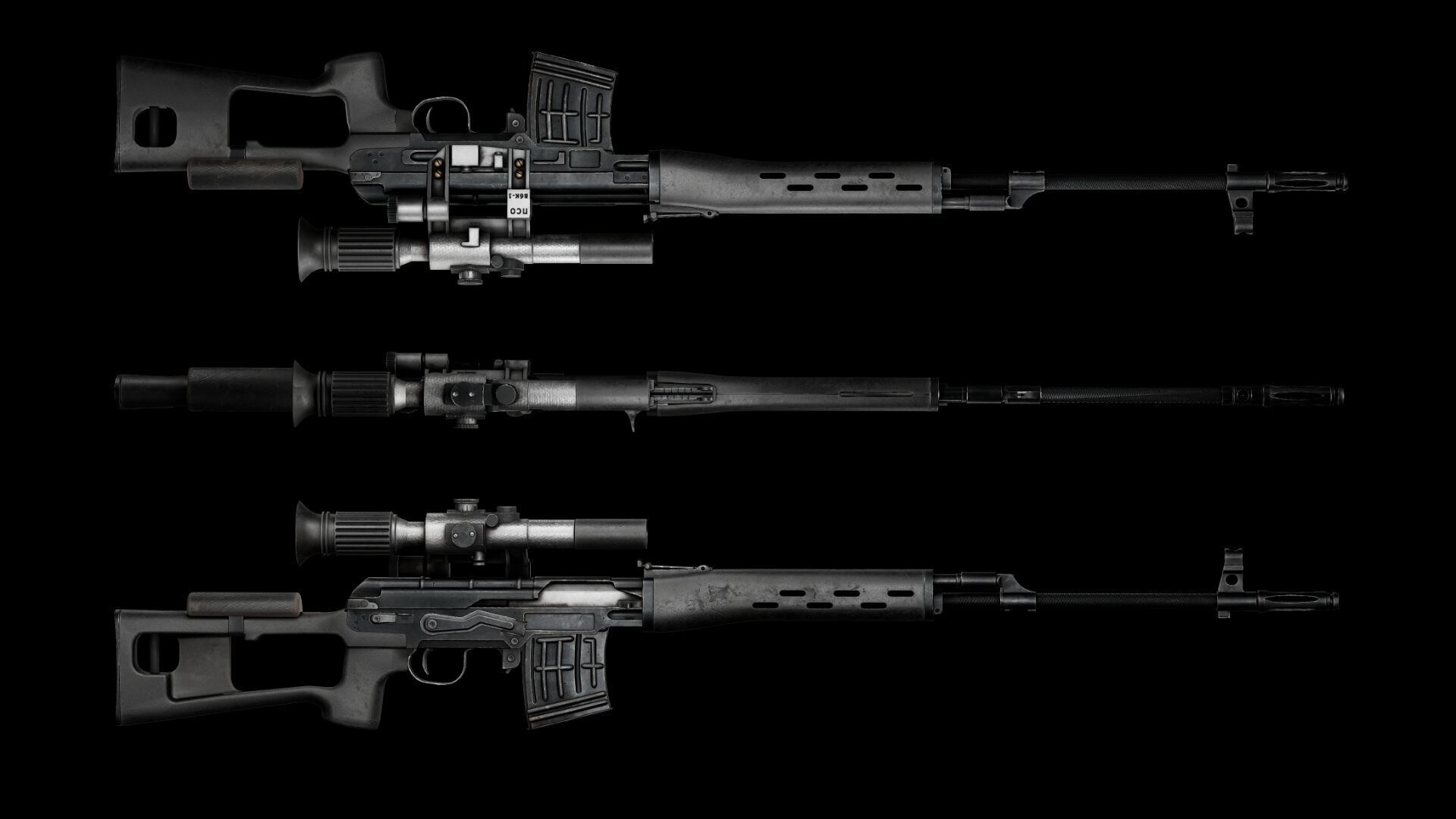 GAME READY DRAGUNOV SVD RIFLE PBR RIGGED Low-poly 3D model_2