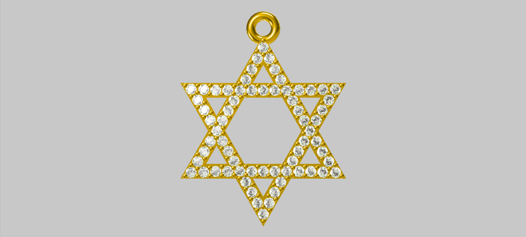 Star of David 15mm Diameter Simple With Stones 3D print model_1