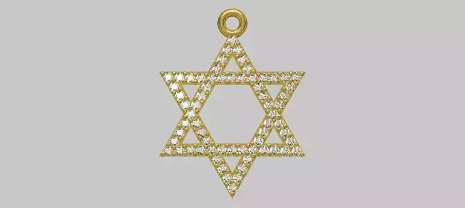 Star of David 15mm Diameter Simple With Stones 3D print model