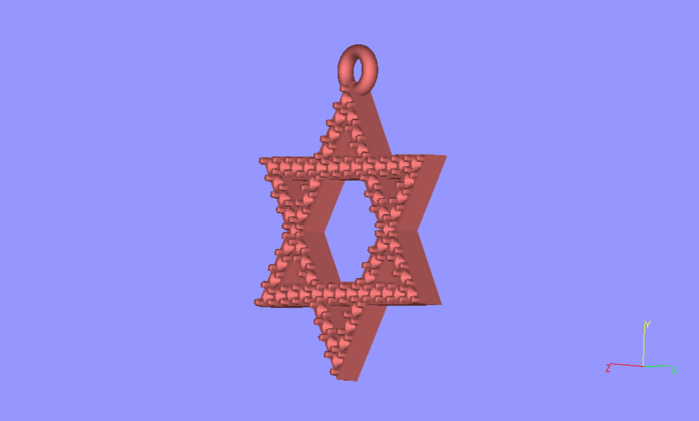 Star of David 15mm Diameter Simple With Stones 3D print model_3