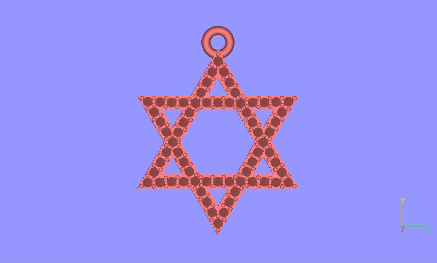 Star of David 15mm Diameter Simple With Stones 3D print model_2