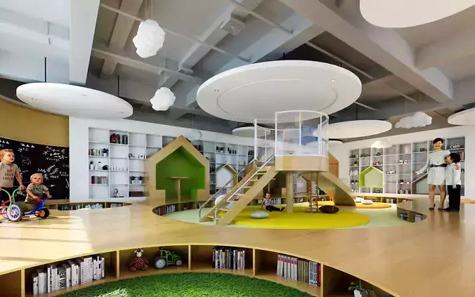 Kindergarten Activity Room - Preschool Classroom 3D Model