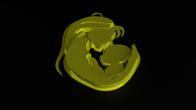 Mother and Baby Necklace Pendant 3D print model