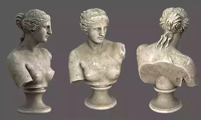 Venus de Milo Bust Classical Marble Sculpture 3D model