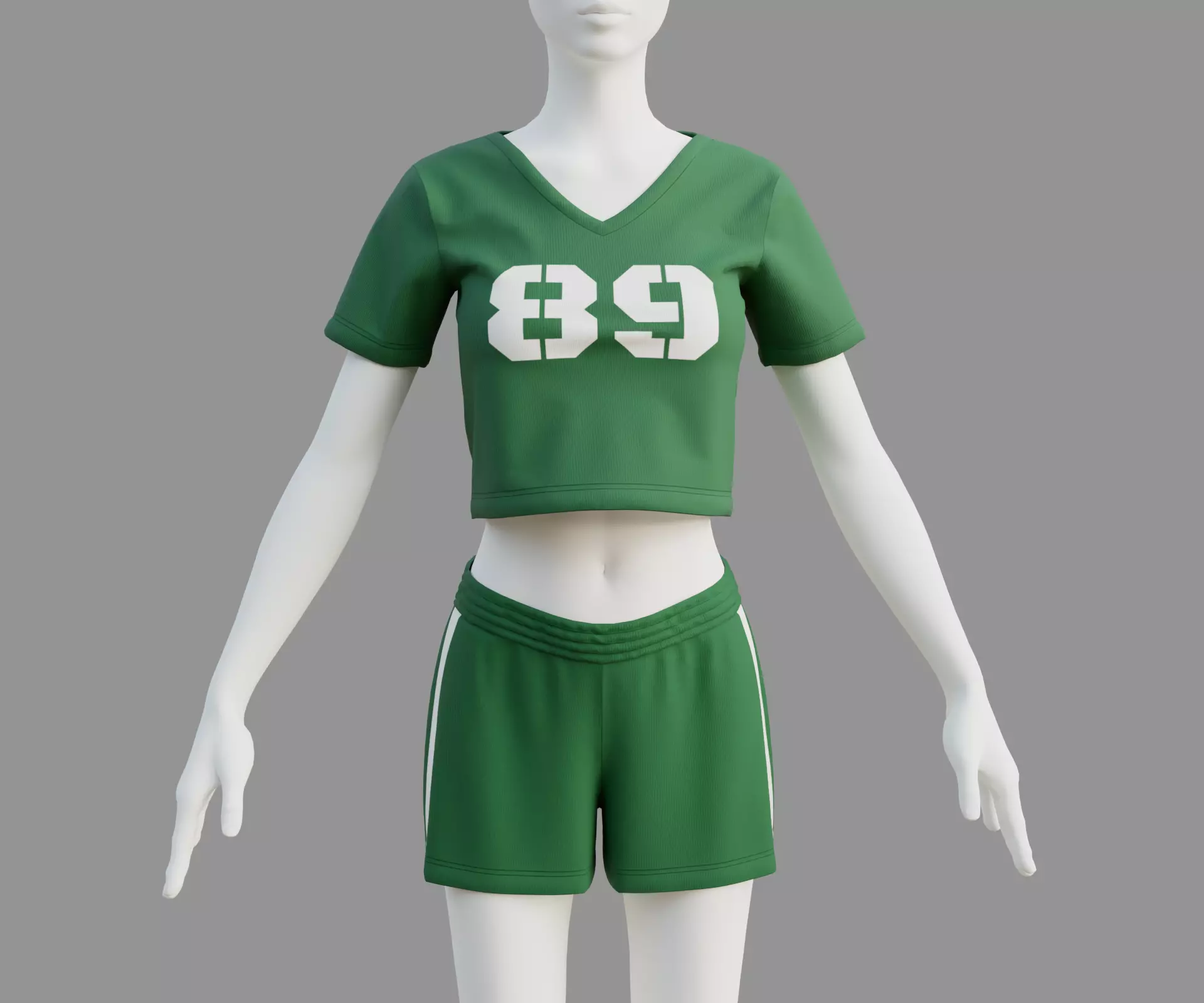 Womens t-shirt and shorts 3D model