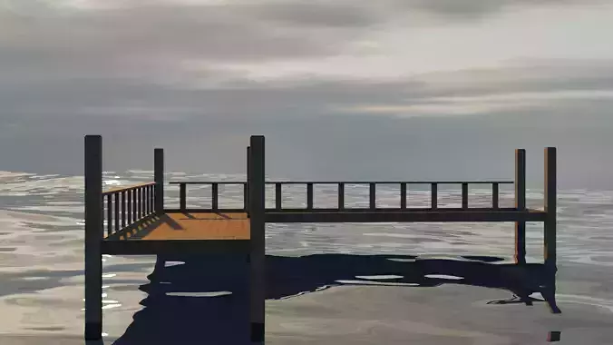 Wooden Pier Low Poly 3D model