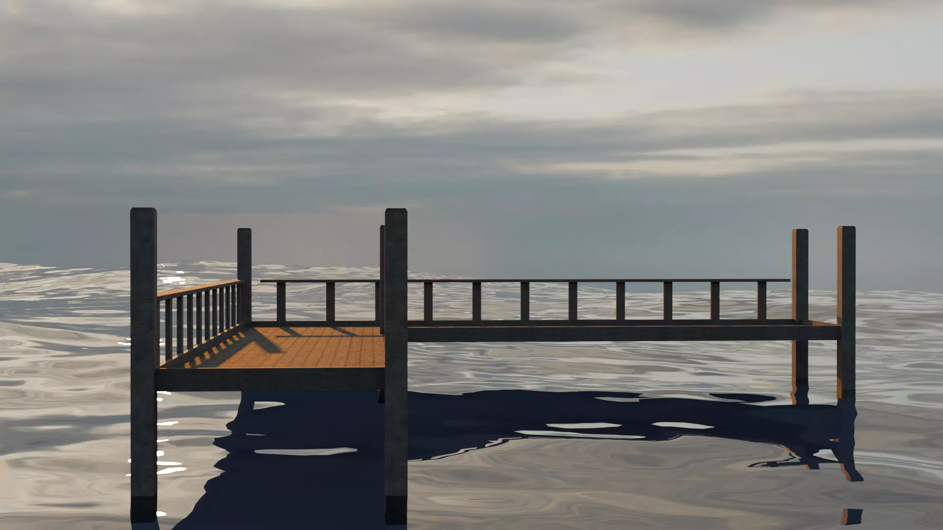Wooden Pier Low Poly 3D model_0