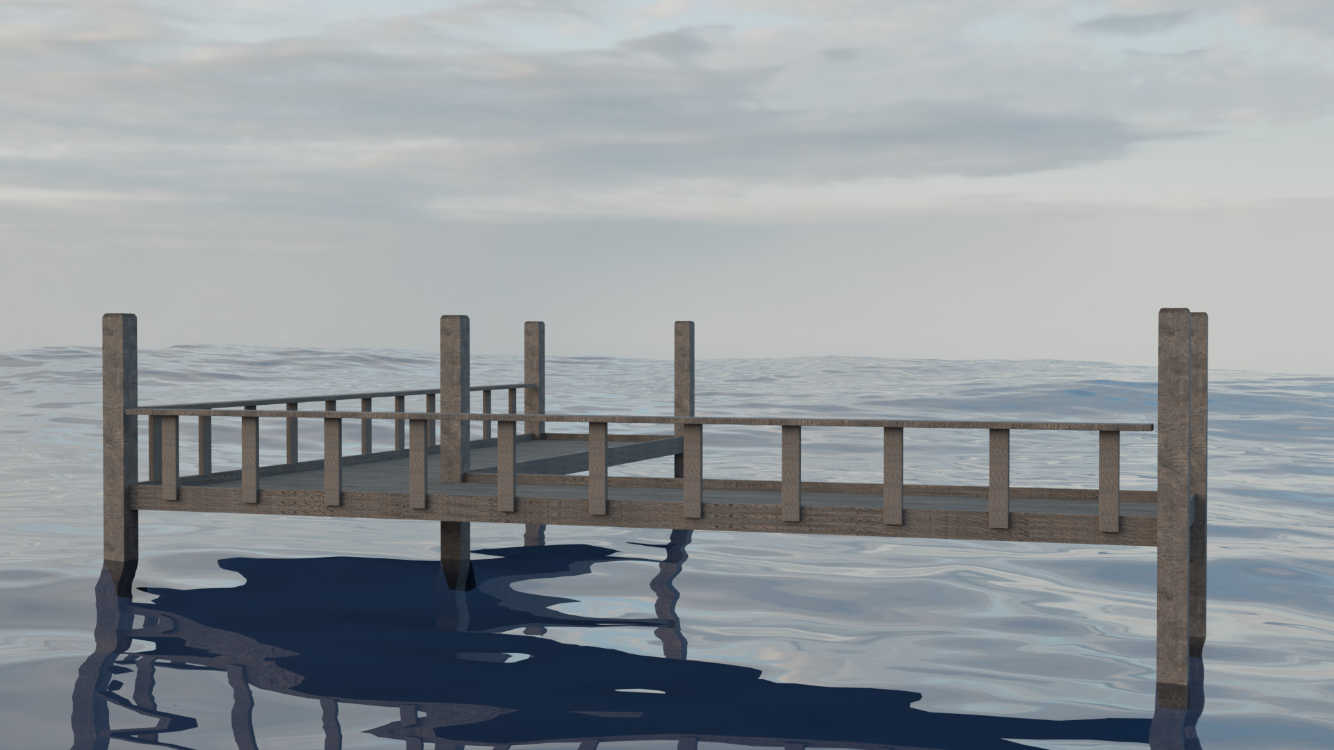 Wooden Pier Low Poly 3D model_2