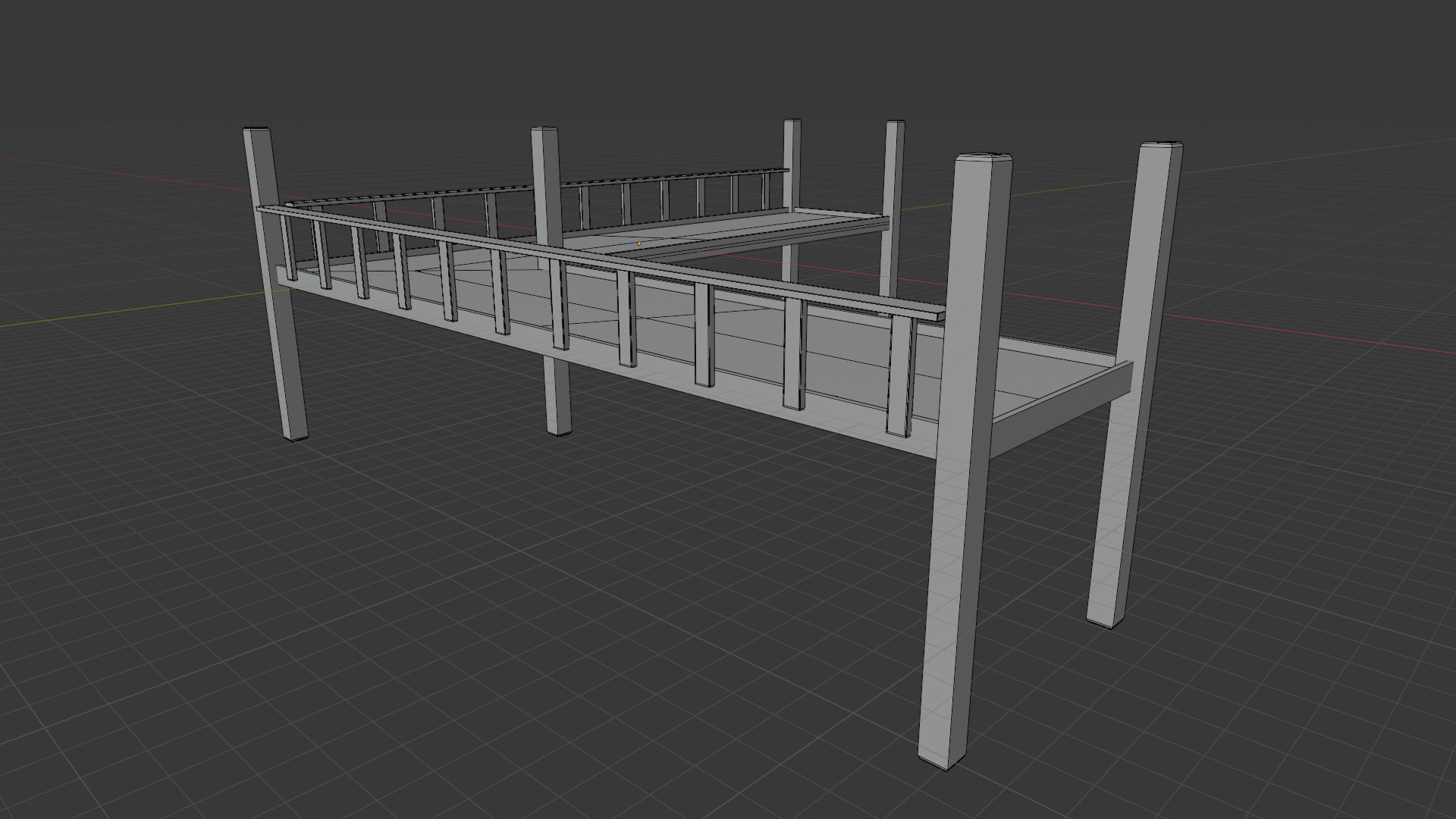 Wooden Pier Low Poly 3D model_3