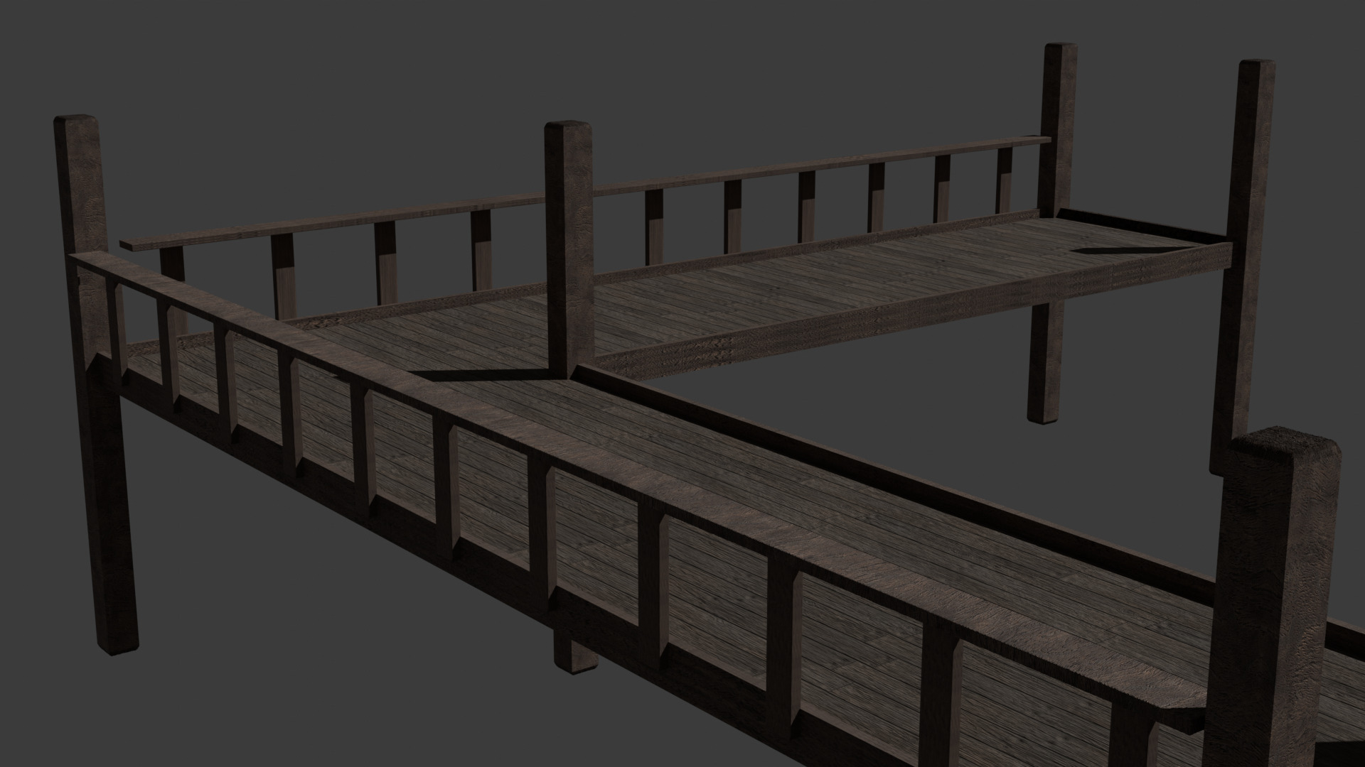 Wooden Pier Low Poly 3D model_5