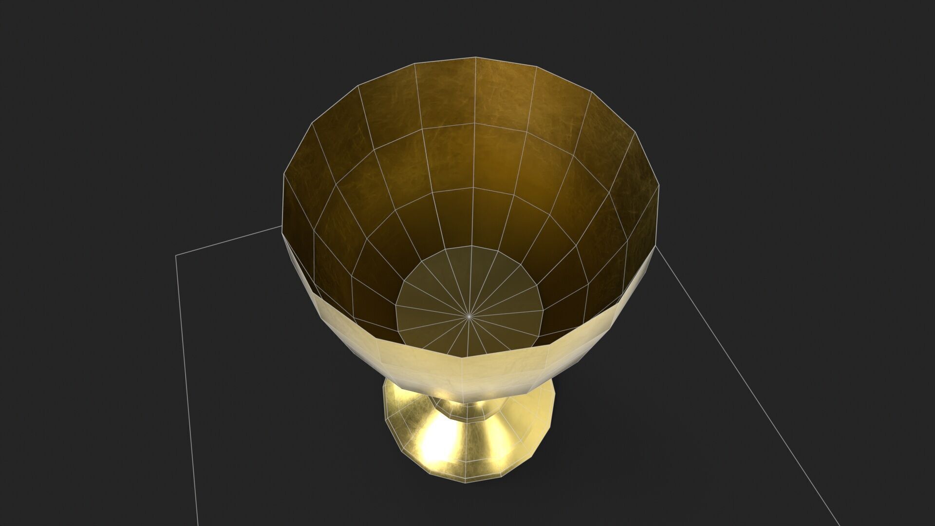 Golden Goblet Low-poly 3D model_9