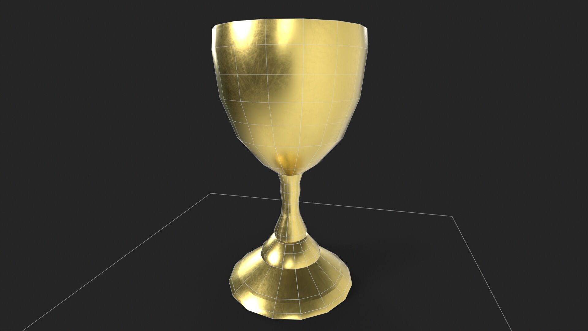 Golden Goblet Low-poly 3D model_8