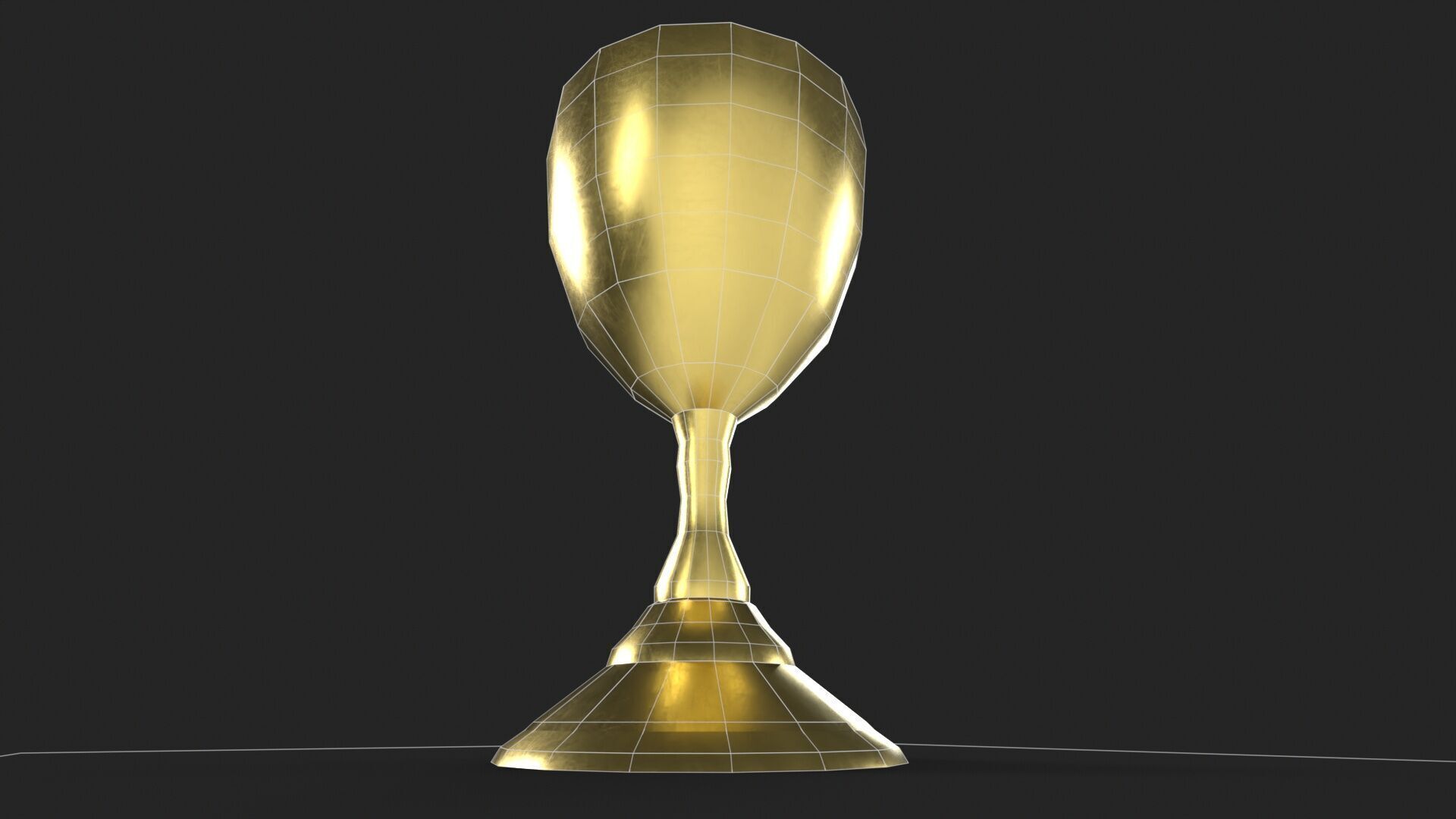 Golden Goblet Low-poly 3D model_10
