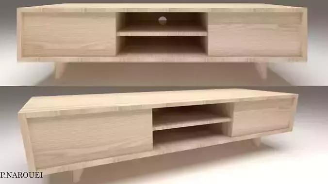 Modern Wooden TV Stand  3D Model SketchUp FBX 3ds Max