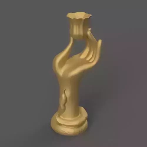 Hand with Flower and Snake STL Artistic Candle Holder