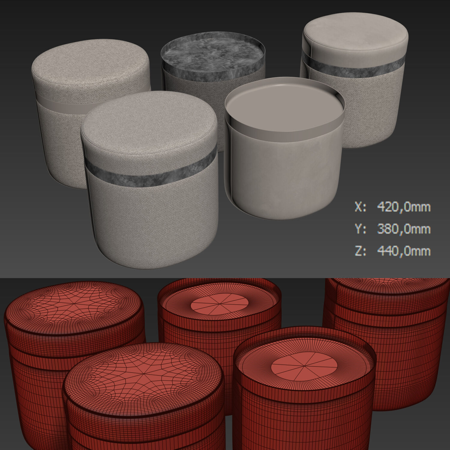 Nobu Pouf By Alf DaFre 3D model_4