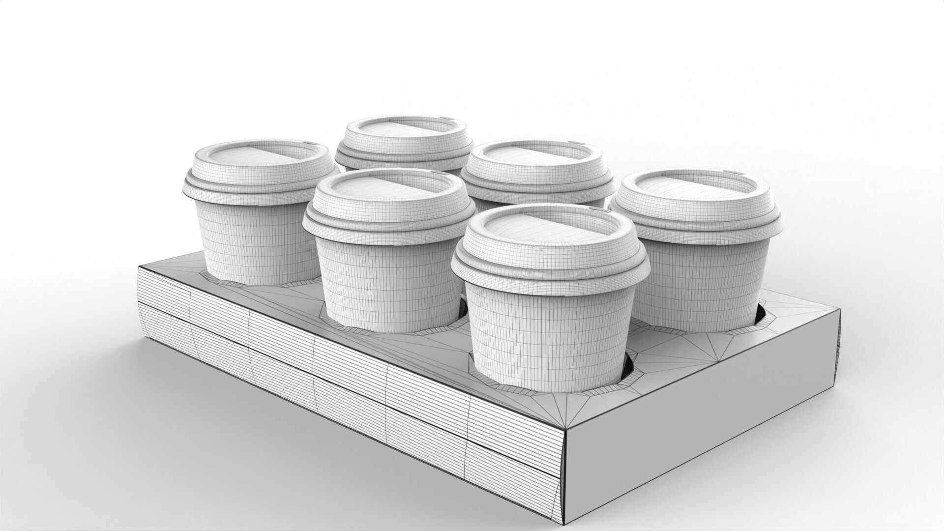 Six Coffee Cups with Kraft Paper Holder Texture_5