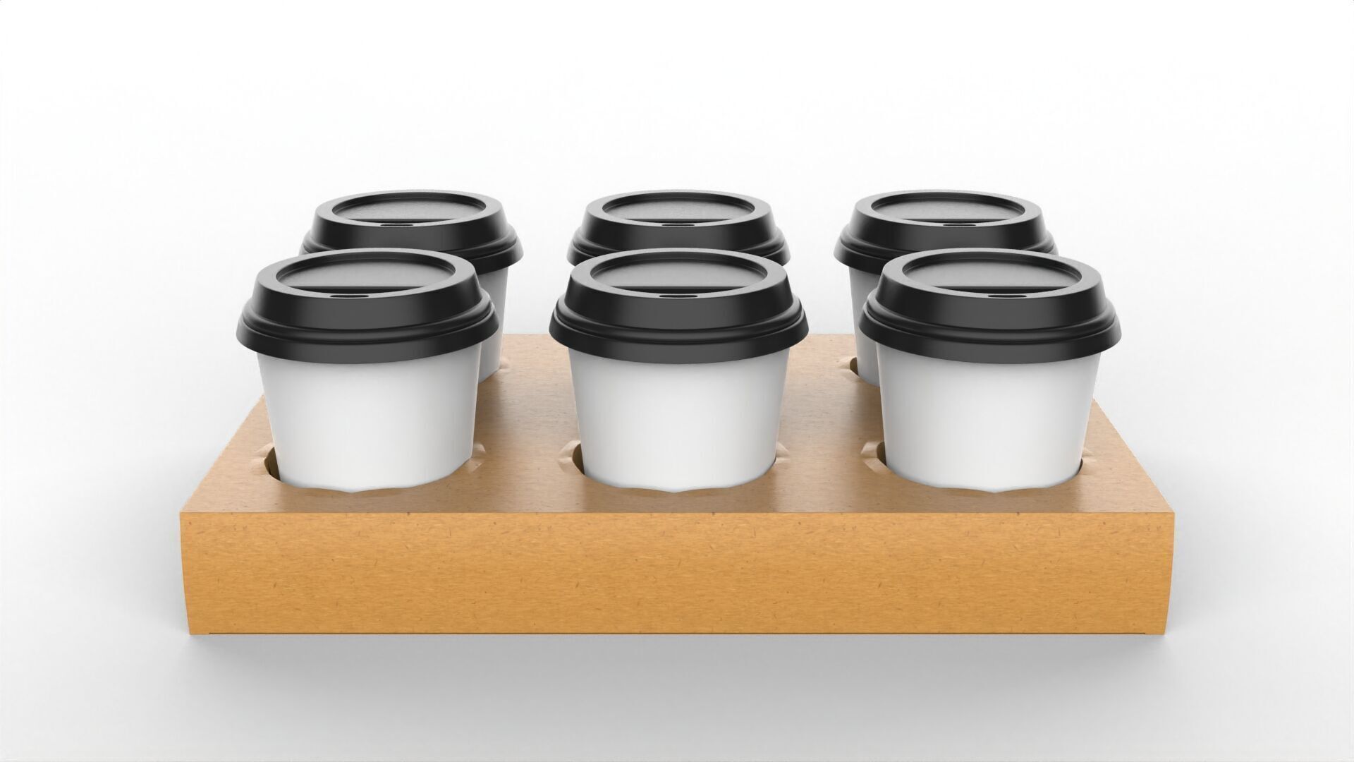 Six Coffee Cups with Kraft Paper Holder Texture_1
