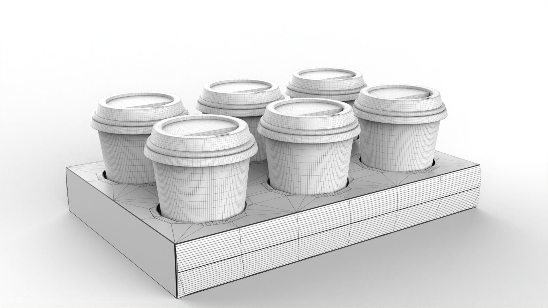 Six Coffee Cups with Kraft Paper Holder Texture_3