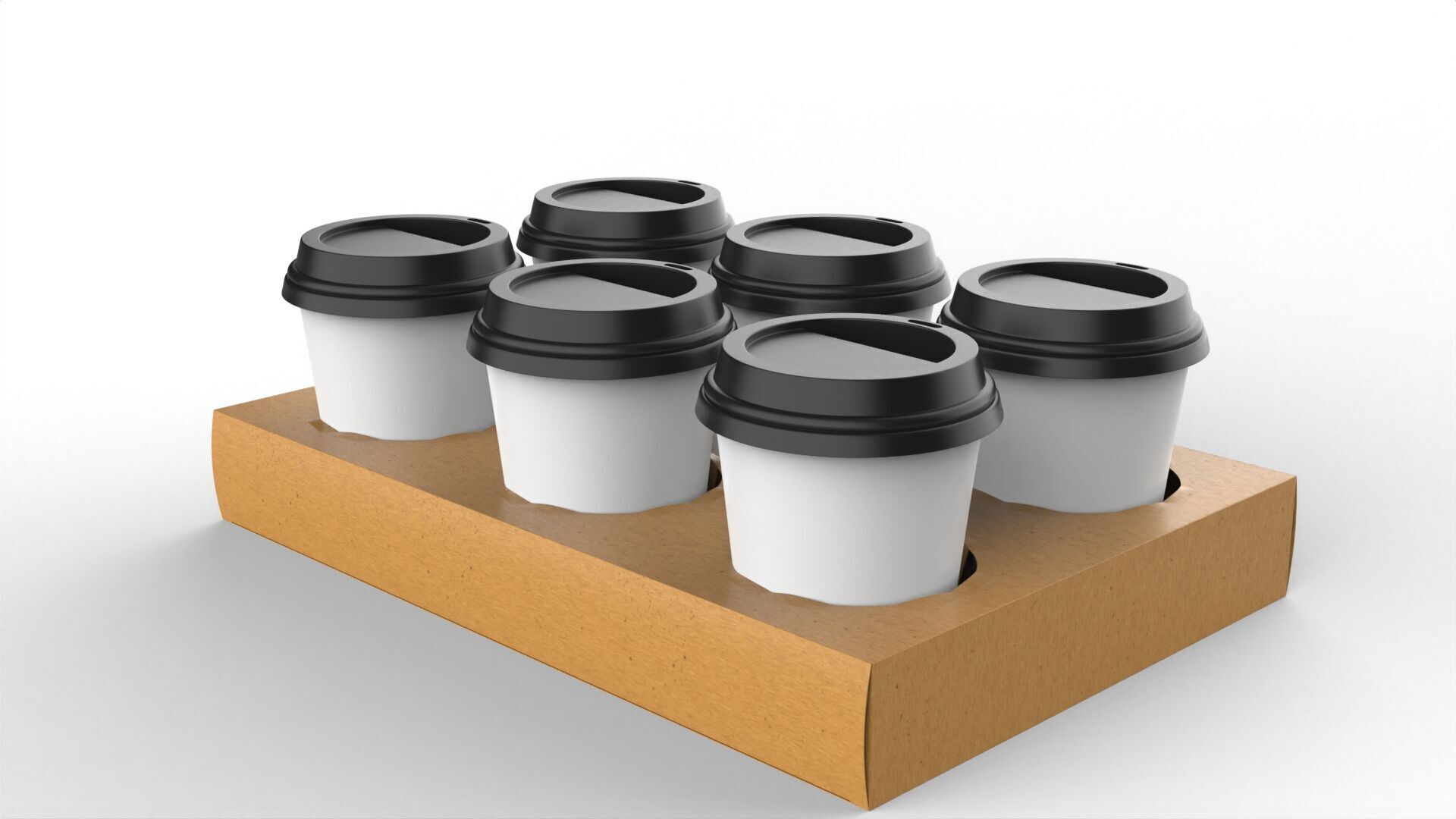 Six Coffee Cups with Kraft Paper Holder Texture_2