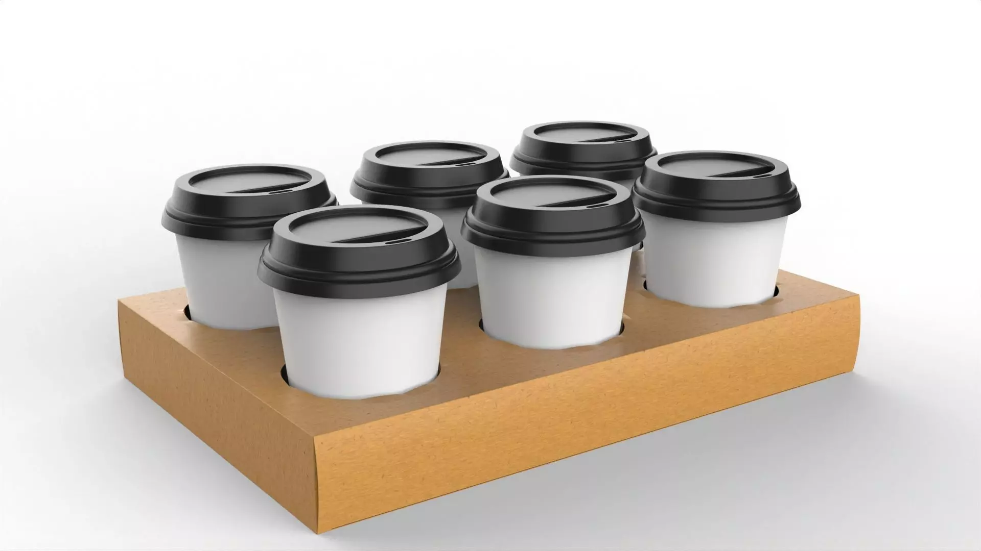 Six Coffee Cups with Kraft Paper Holder Texture_0