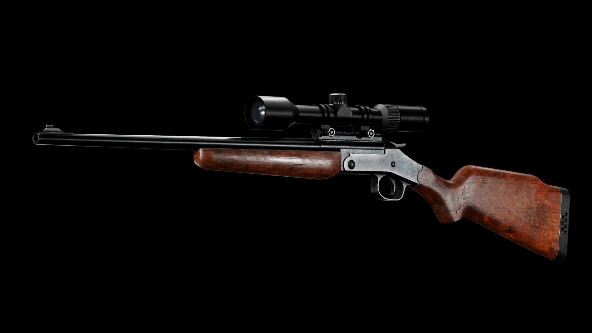 GAME READY ROSSI SINGLE SHOT RIFLE PBR RIGGED Low-poly 3D model_2