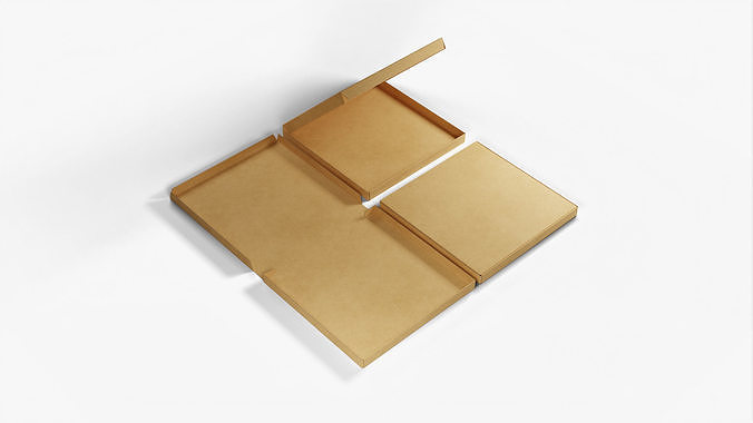 8-inch Pizza Boxes Kraft Paper Mockup 3D Model Pack 4
