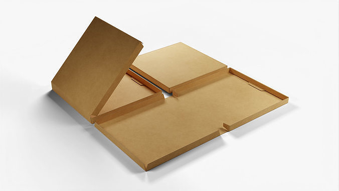 8-inch Pizza Boxes Kraft Paper Mockup 3D Model Pack 5