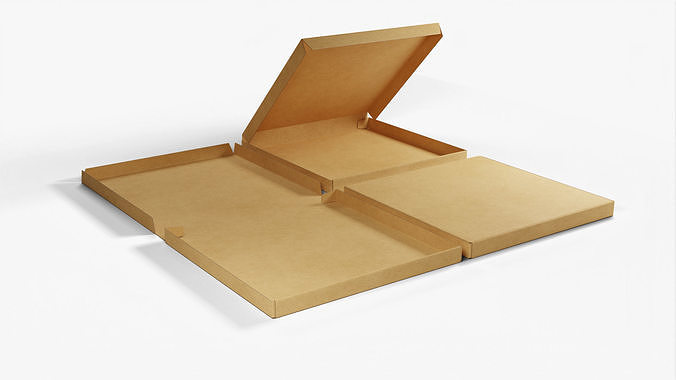 8-inch Pizza Boxes Kraft Paper Mockup 3D Model Pack 2