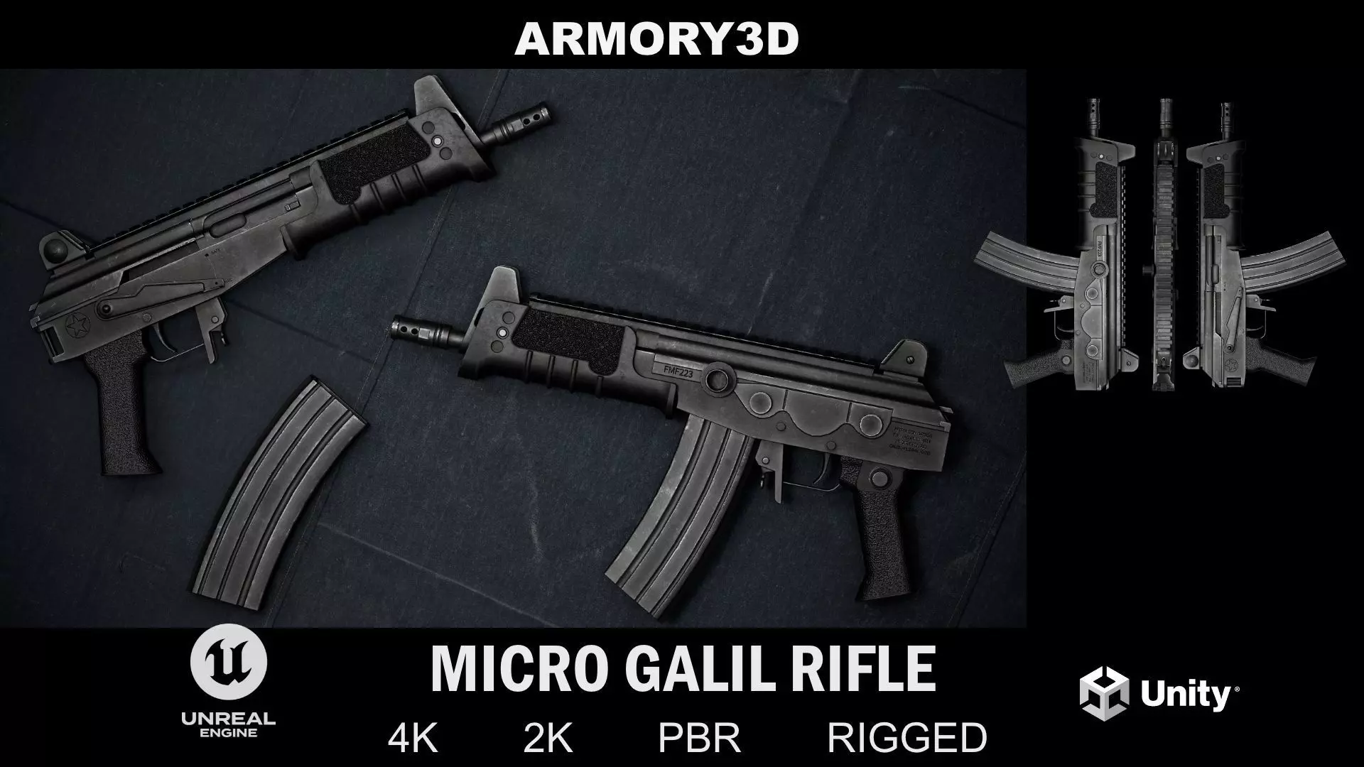 GAME READY MICRO GALIL RIFLE Low-poly 3D model_0