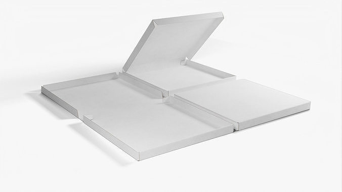8-inch Pizza Boxes White Paper Mockup 3D Model Pack 3