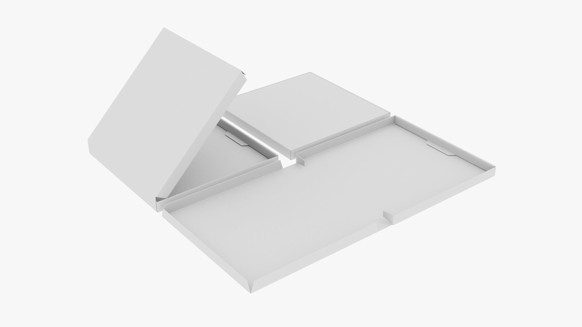 8-inch Pizza Boxes White Paper Mockup 3D Model Collection_16