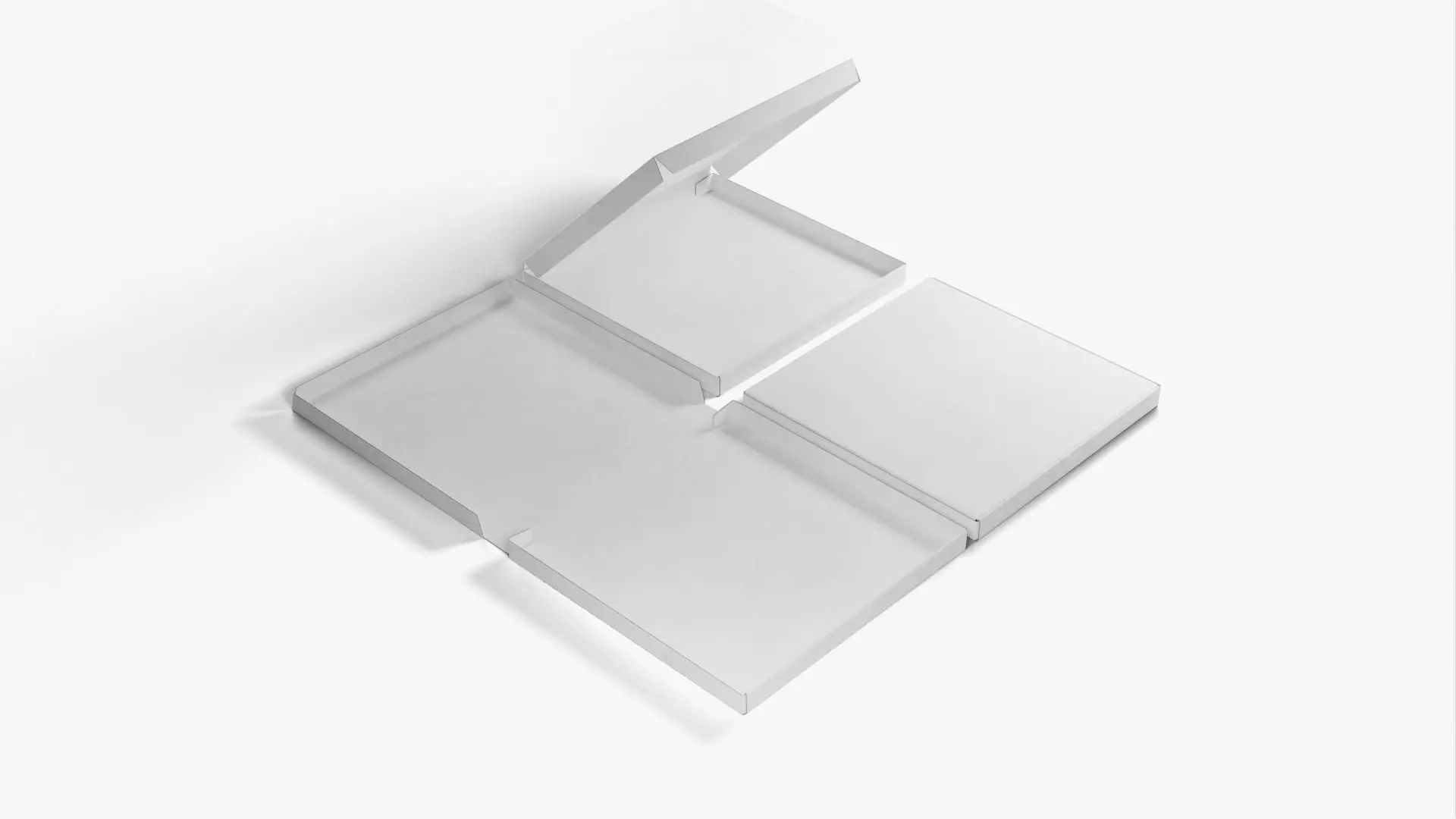 8-inch Pizza Boxes White Paper Mockup 3D Model Collection_0